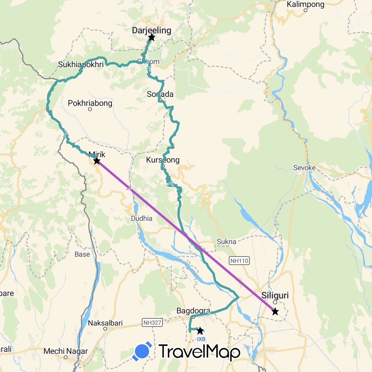 TravelMap itinerary: driving, train, cab in India (Asia)